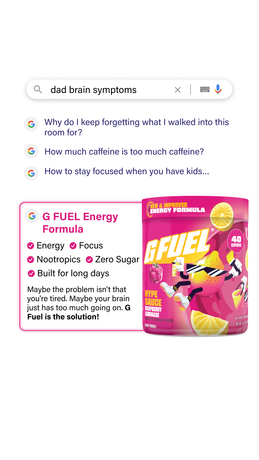G FUEL Facebook ad