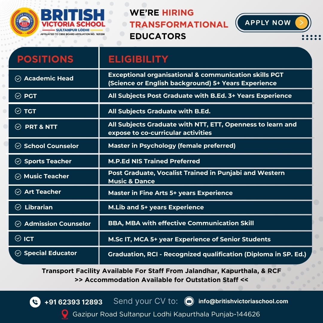 British Victoria School sultanpur lodhi Facebook ad
