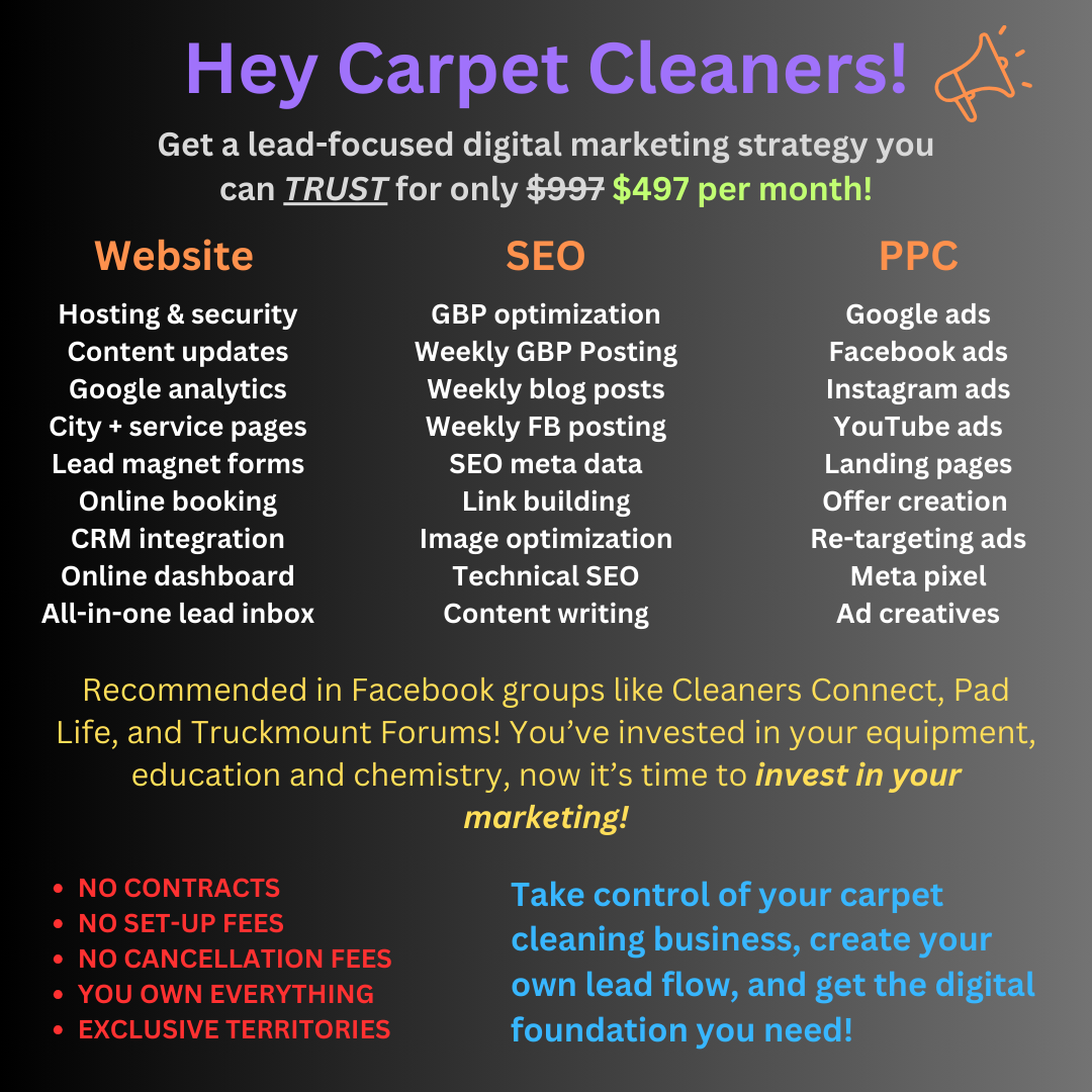 Carpet Cleaner Ads Facebook ad: Carpet Cleaners - Fix Your Marketing