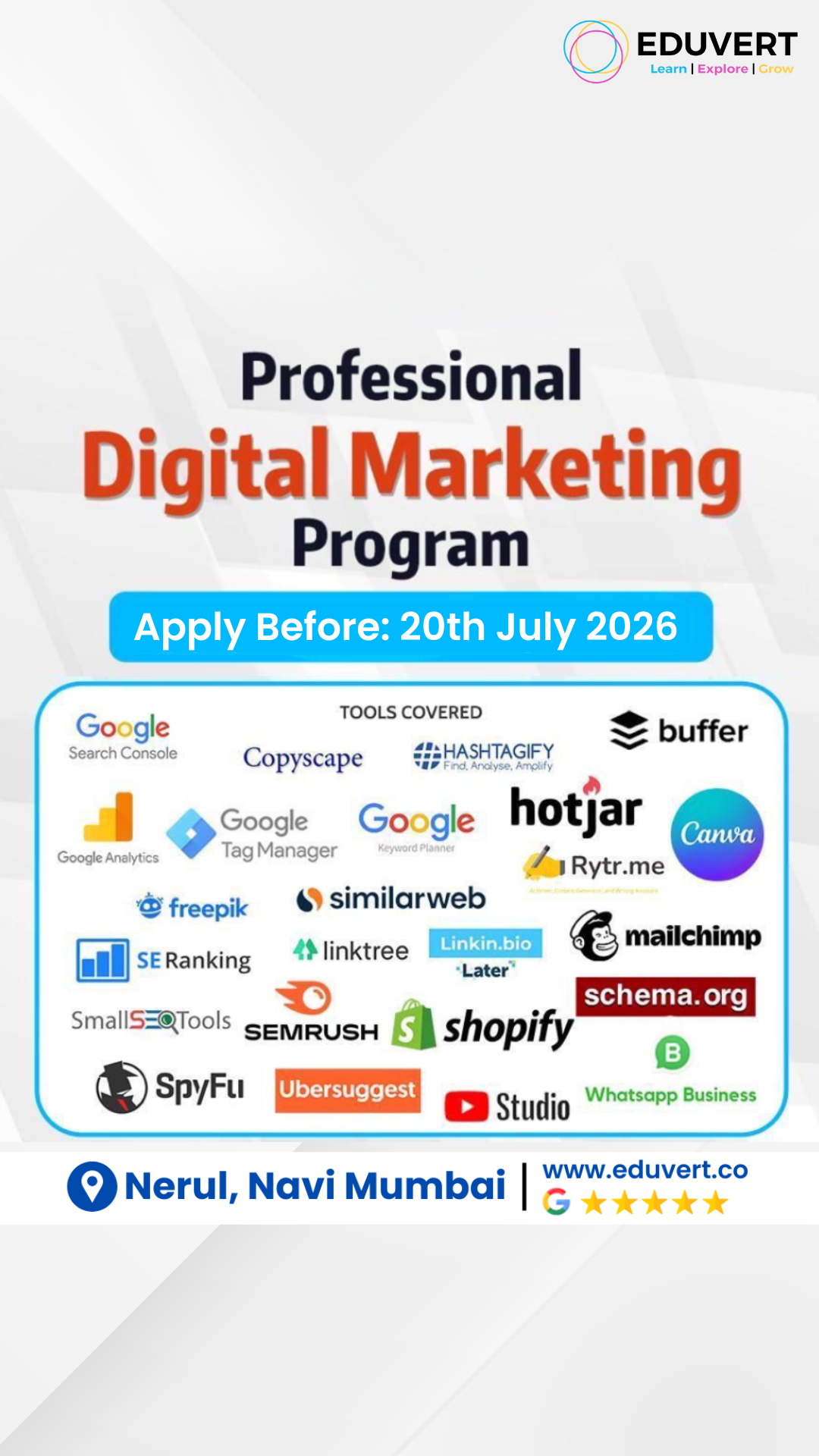 EduVert Facebook ad: Learn Digital Marketing and Launch Your Career