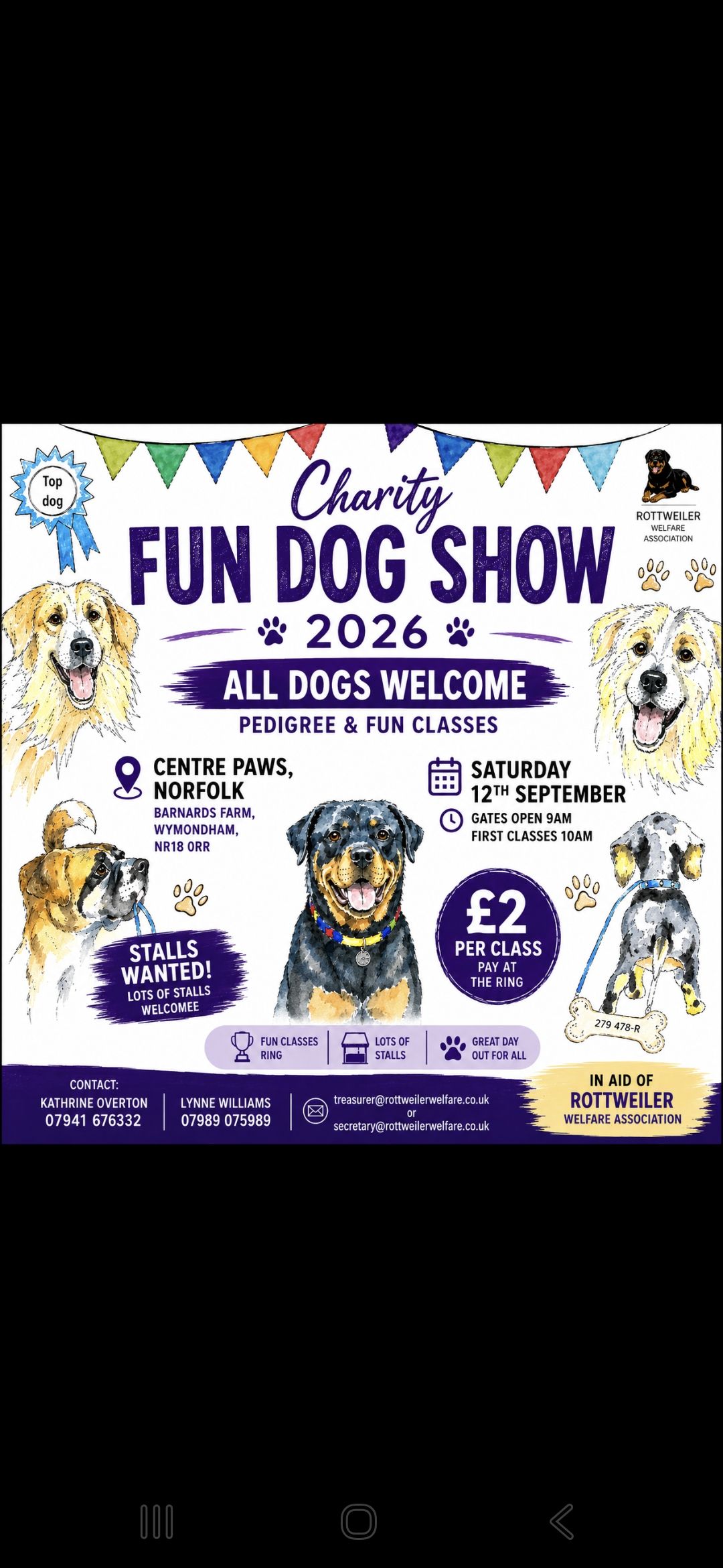 Rottweiler Welfare Association Facebook ad: Charity Fun Dog Show - All dogs welcome