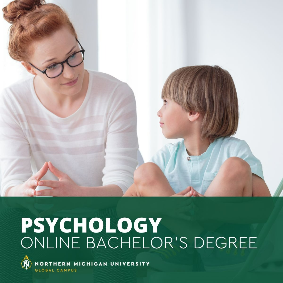 Northern Michigan University Global Campus Facebook ad: Online Psychology Degree