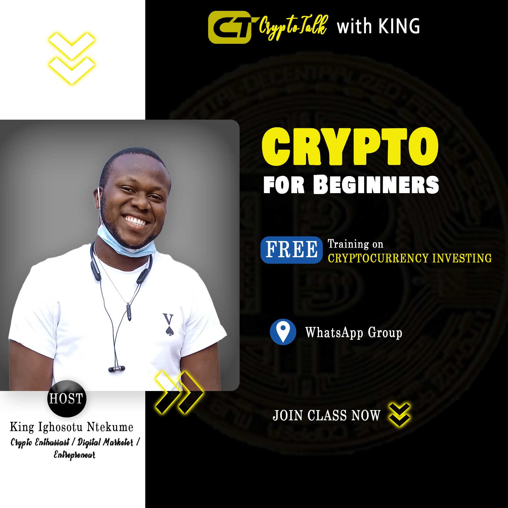 CryptoTalk With King Facebook ad: Join Free Crypto Class