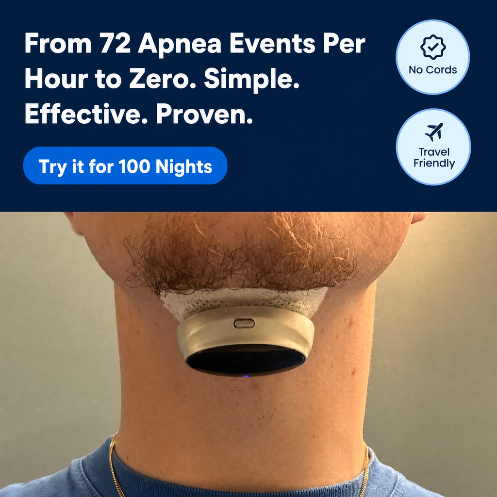 SleepEase Facebook ad: From 72 apnea events to zero. Simple
