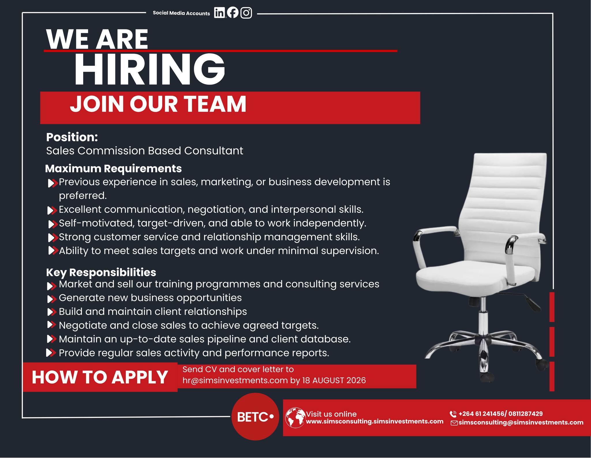 Business and Entrepreneurship Training Centre -BETC Facebook ad from Aug 11, 2026
