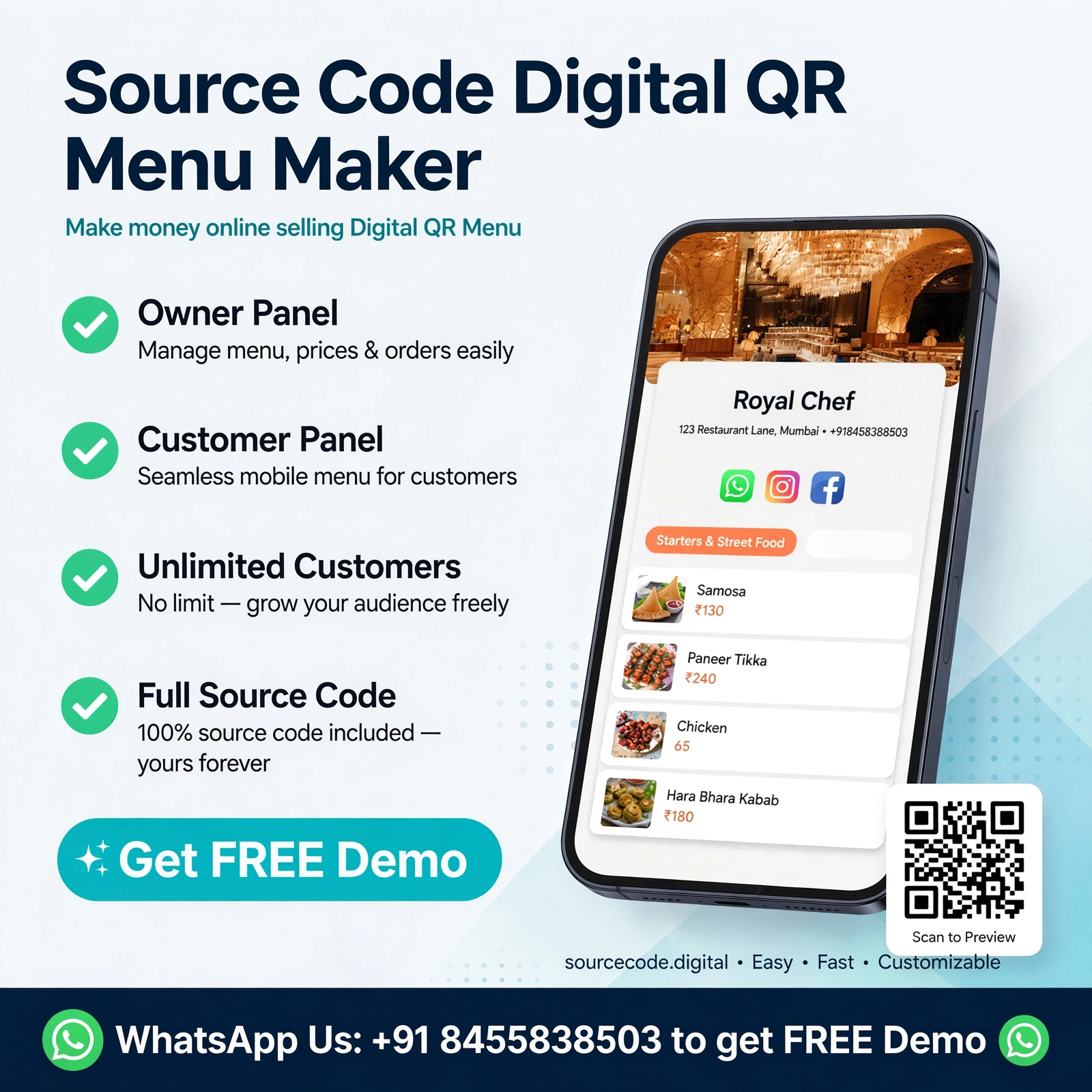 Stronghold Sites Facebook ad: Sell QR Menus