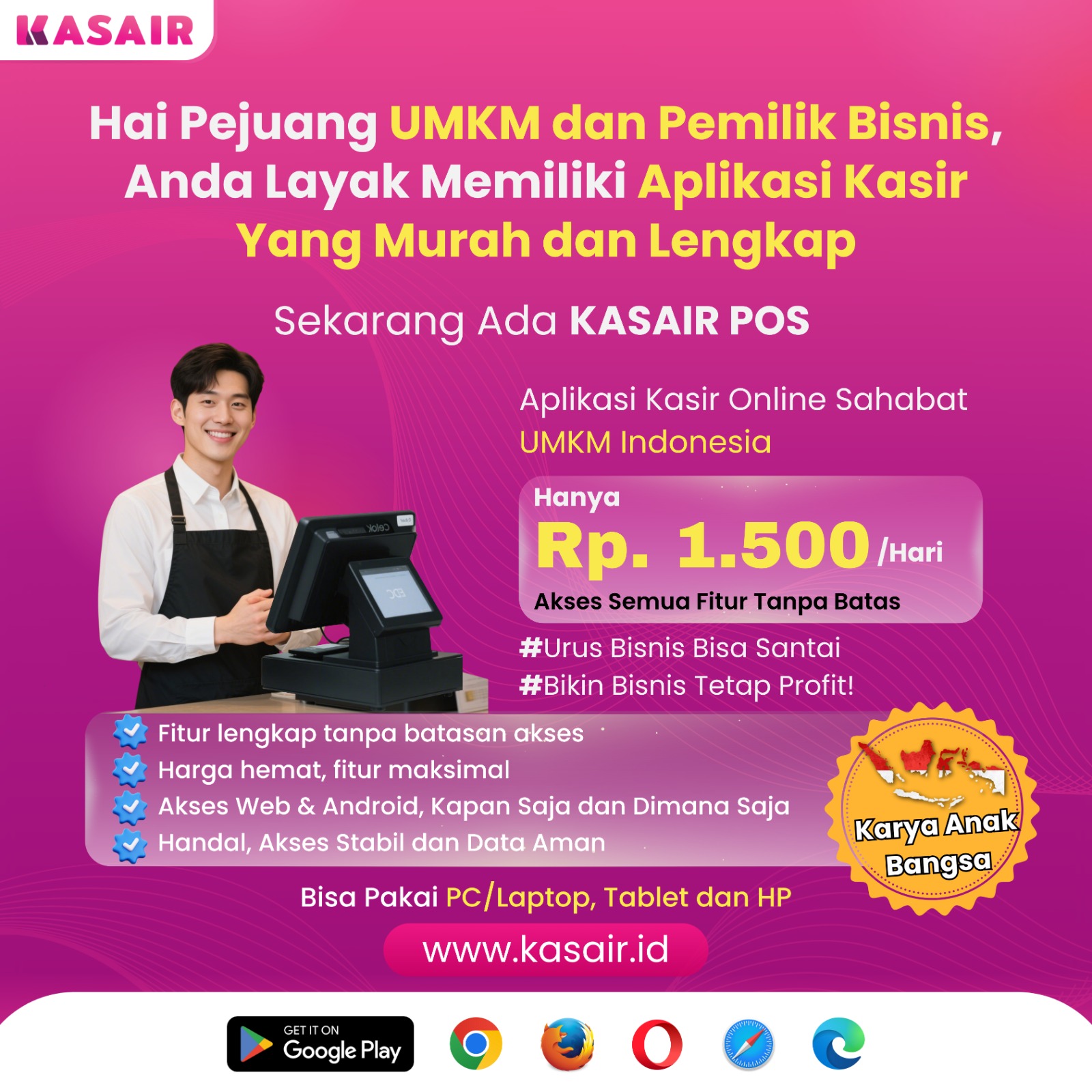 Kasair Facebook ad: KASAIR POS APLIKASI KASIR YANG BENERAN HEMAT, LENGKAP…