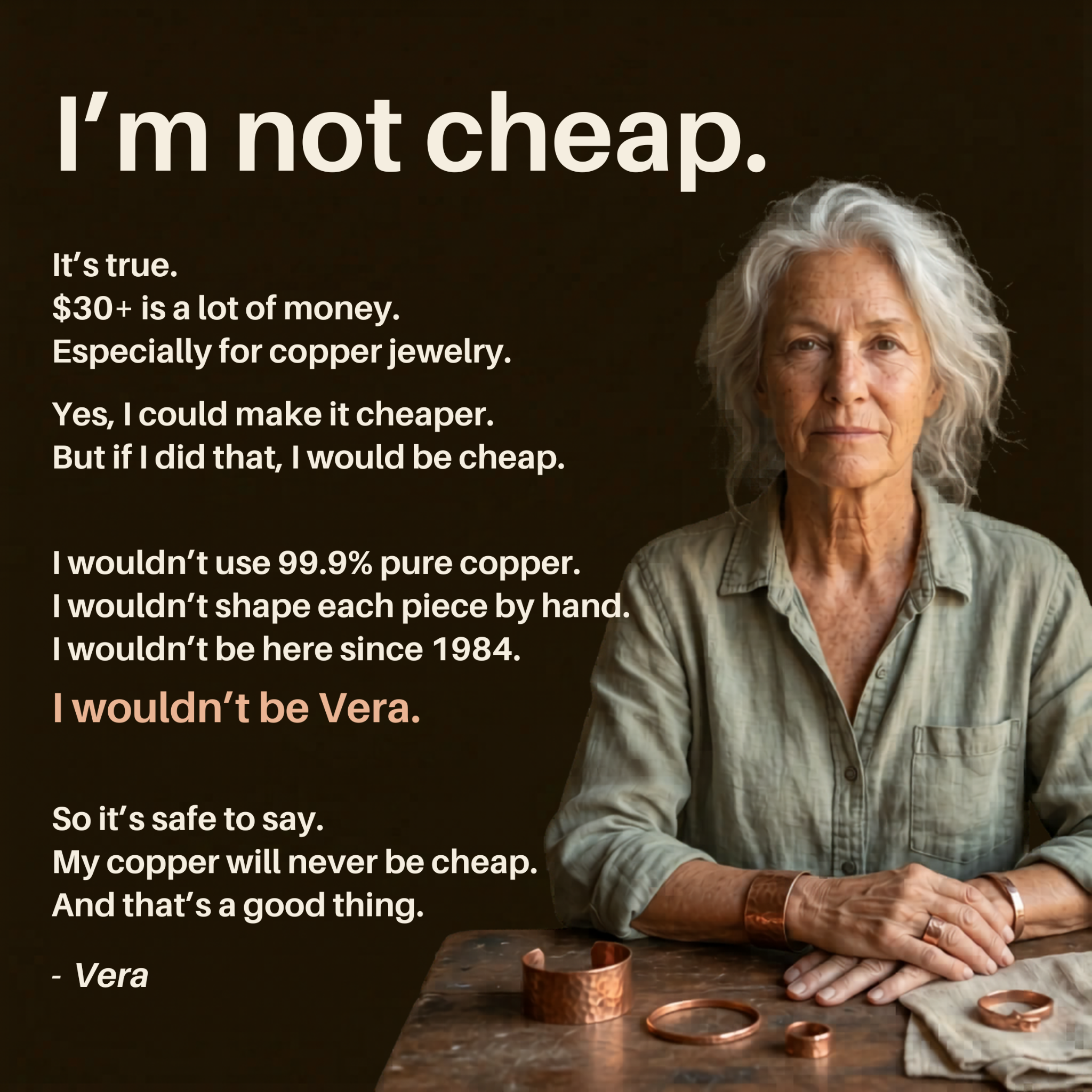 Vera’s Copper Jewelry Facebook ad