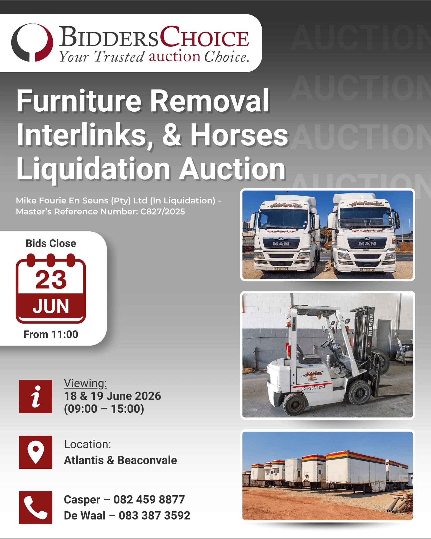Bidders Online Facebook ad: Furniture Removal Interlinks & Horses, Liquidation Auction