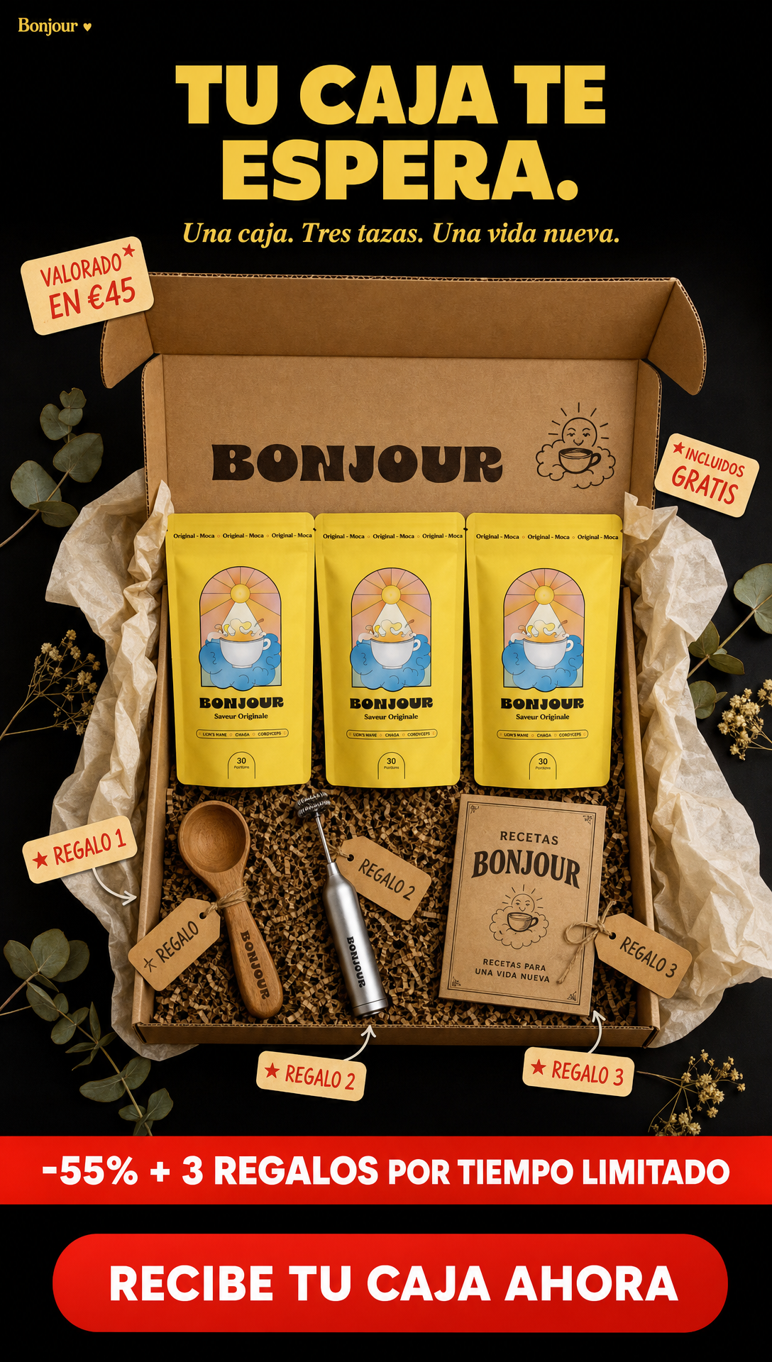 Bonjour Facebook ad: Hecho en Francia con extractos orgánicos de plantas y…