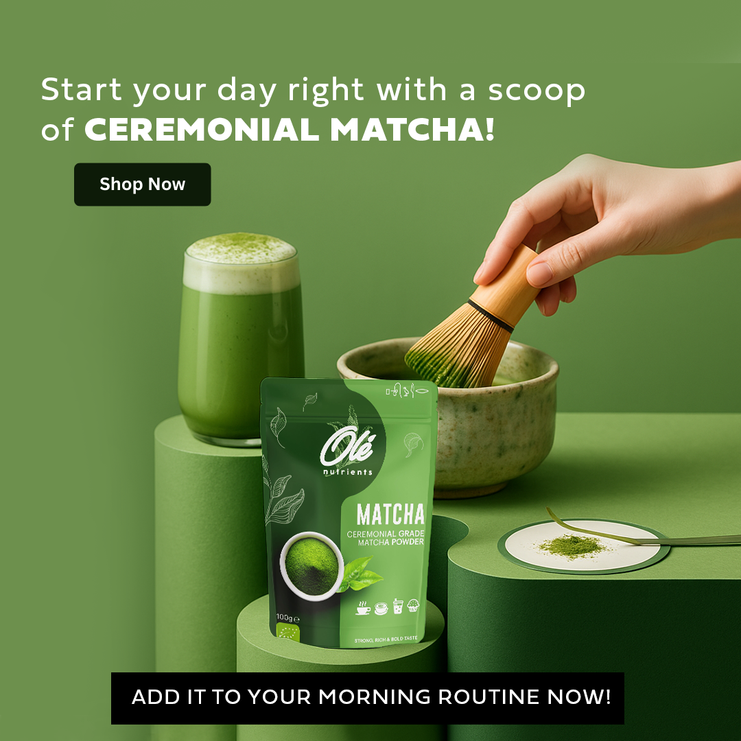 Ole nutrients Facebook ad: Organic, antioxidant-rich matcha with smooth, vibrant…