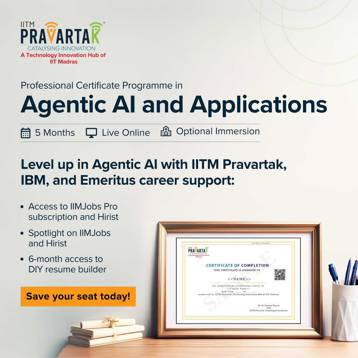 Professional Certificate Programme in Agentic AI and Applications Facebook ad