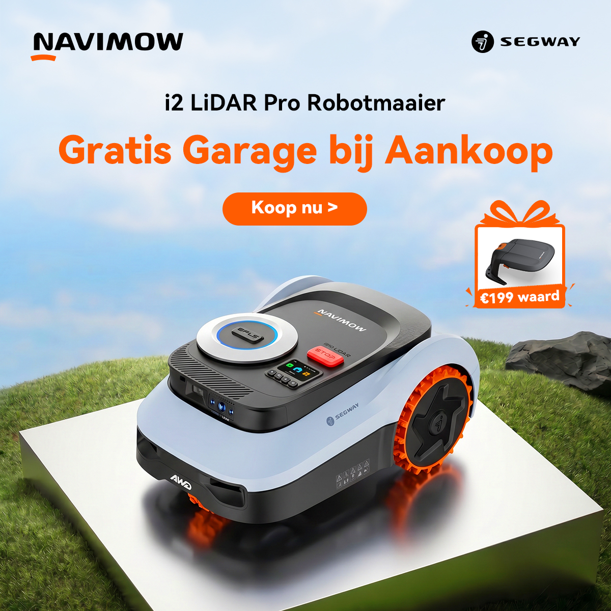 Segway Navimow Facebook ad: Navimow i2 LiDAR Pro, gratis garage