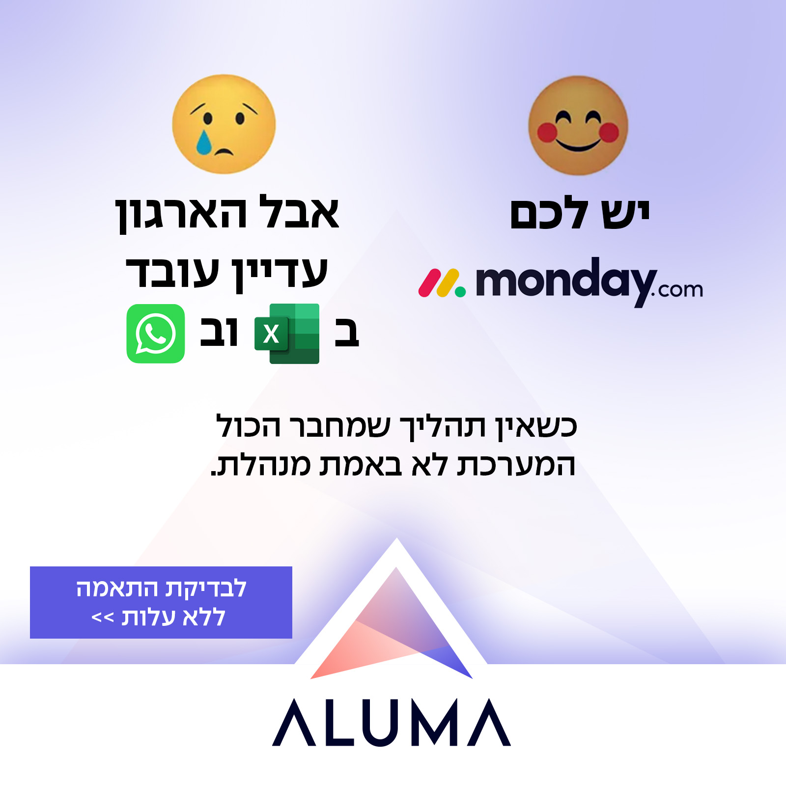 Aluma Digital Facebook ad: לקביעת אבחון לחץ כאן >>