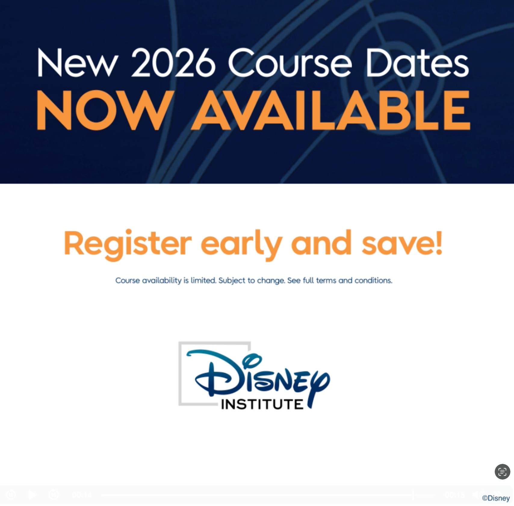 Disney Institute Facebook ad