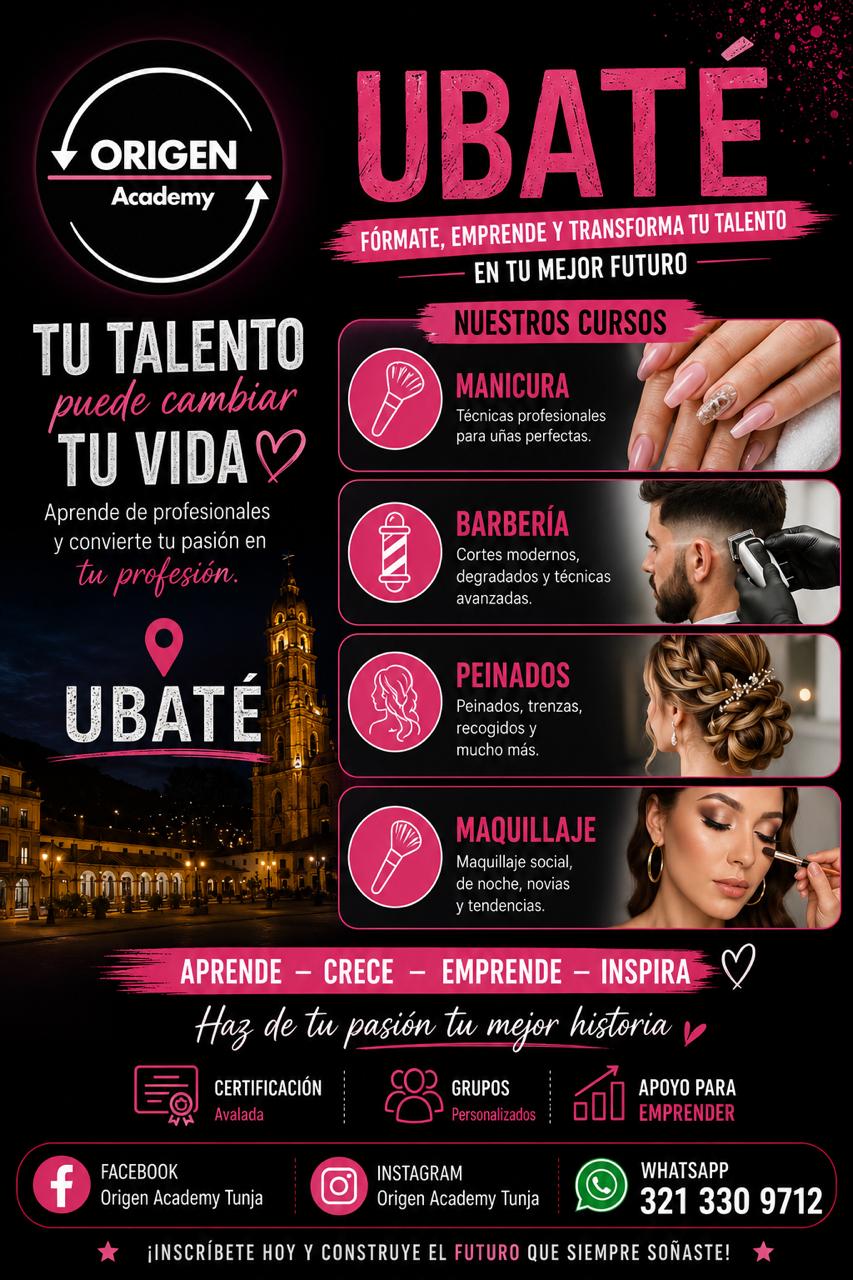 Origen Academy Tunja Facebook ad: ¡UBATÉ, ESTA ES TU OPORTUNIDAD!