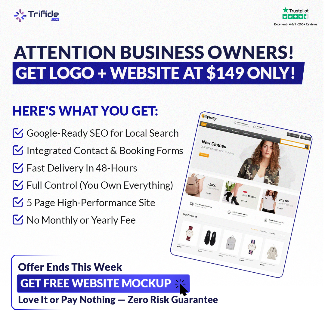 Trifide Labs Facebook ad: Free Custom Mockup, No Payment. No Commitment.