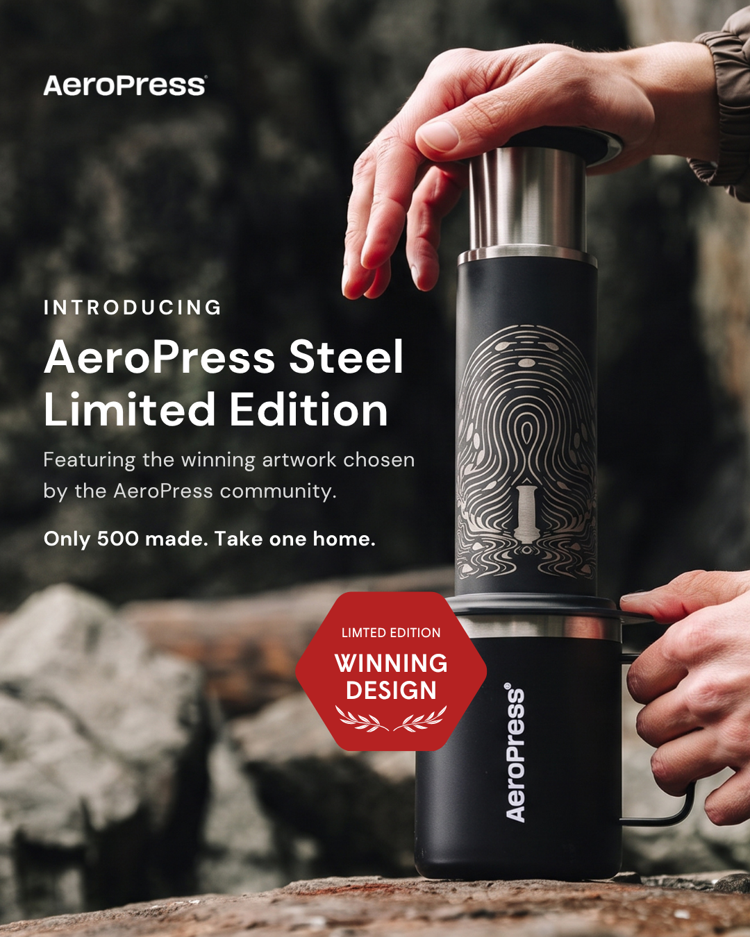 AeroPress Facebook ad: Meet AeroPress Steel Limited Edition