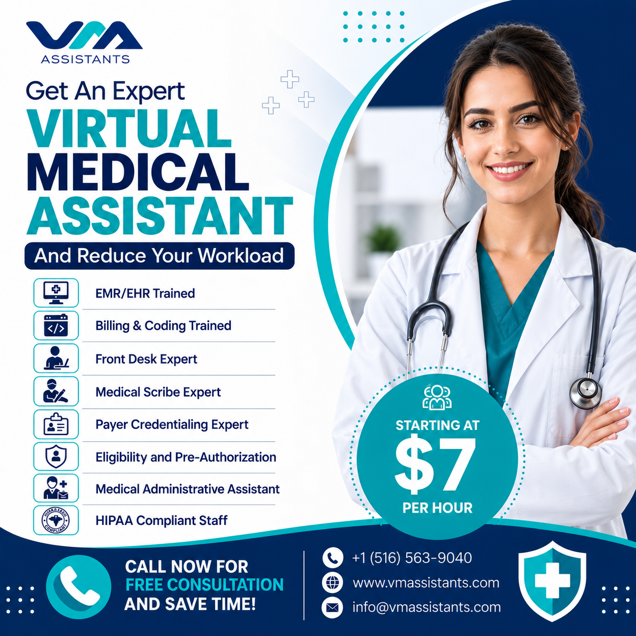 VMA Solutions Facebook ad: Get Expert VA's at Just $7/hr