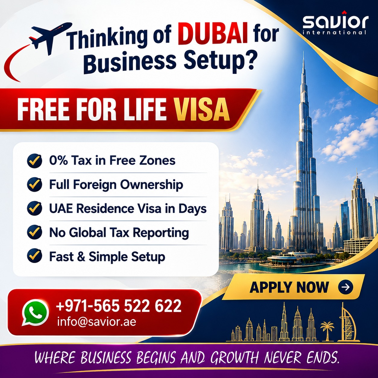 Savior International LLC FZ Facebook ad: Start Your UAE Business with Confidence