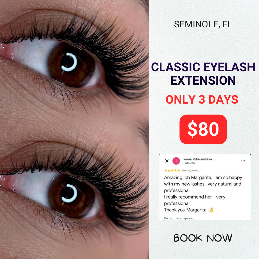 Margarita lash & brow studio Facebook ad: Ready for flawless lashes?