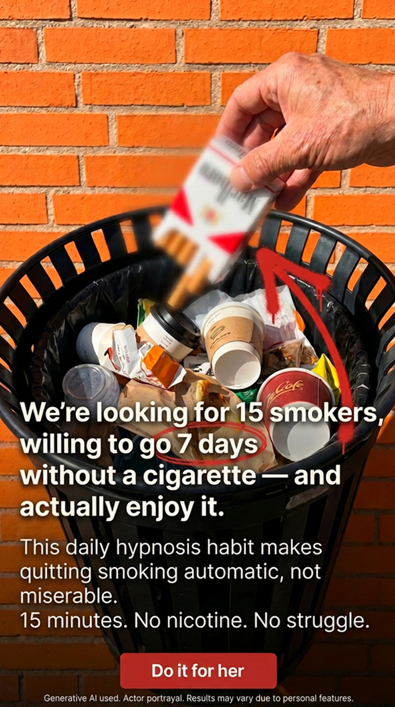 Hypnosis to Stop Smoking Facebook ad