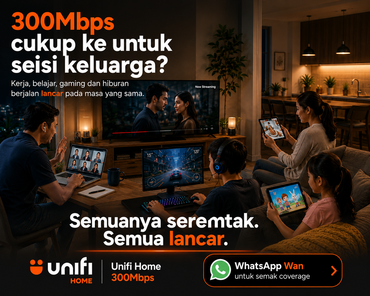Tm Unifi High Speed Internet No 1 Malaysia Facebook ad: 300Mbps Pilihan Ramai Keluarga