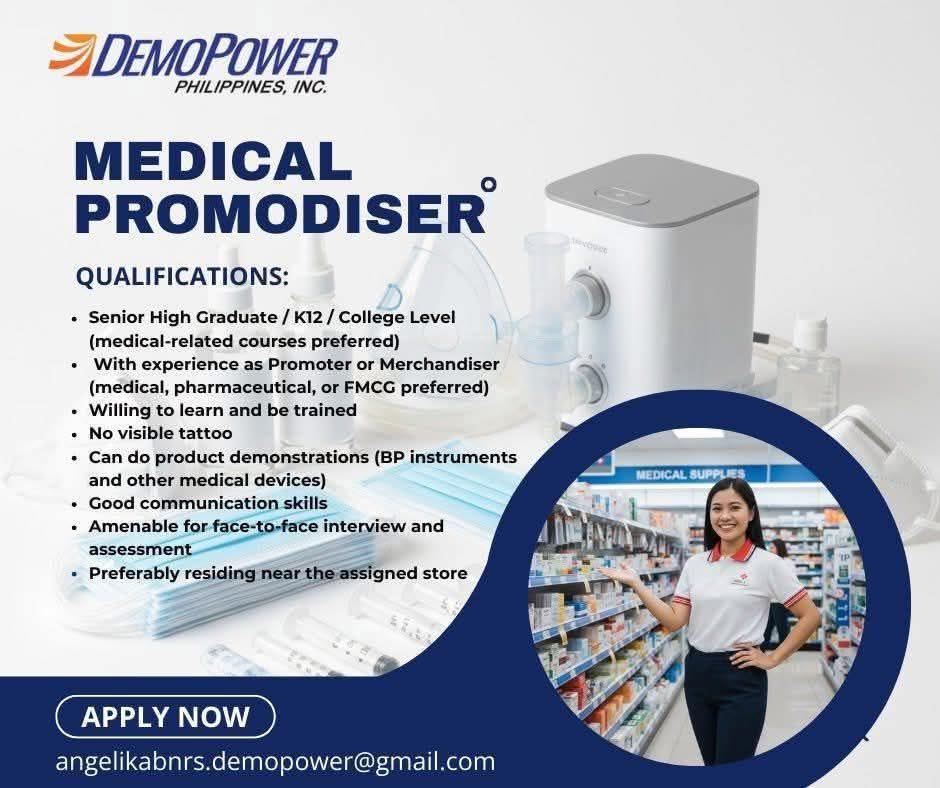 DemoPower Philippines Inc. Facebook ad: 𝗨𝗥𝗚𝗘𝗡𝗧 𝗛𝗜𝗥𝗜𝗡𝗚: 𝗣𝗥𝗢𝗠𝗢𝗗𝗜𝗦𝗘𝗥𝗦