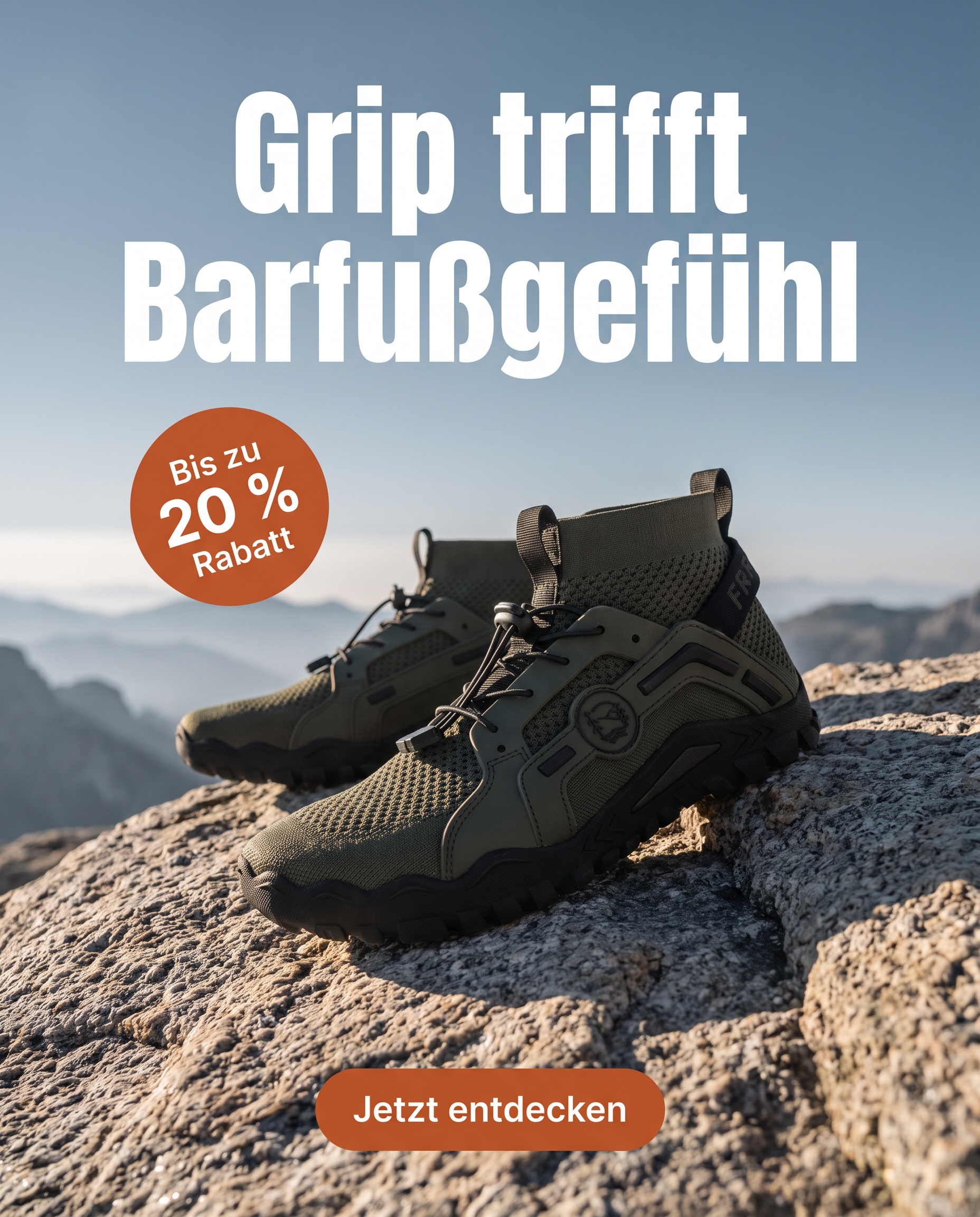 Freiluftkind Facebook ad: Endlich ein Trekkingschuh, der sich anfühlt wie barfuß