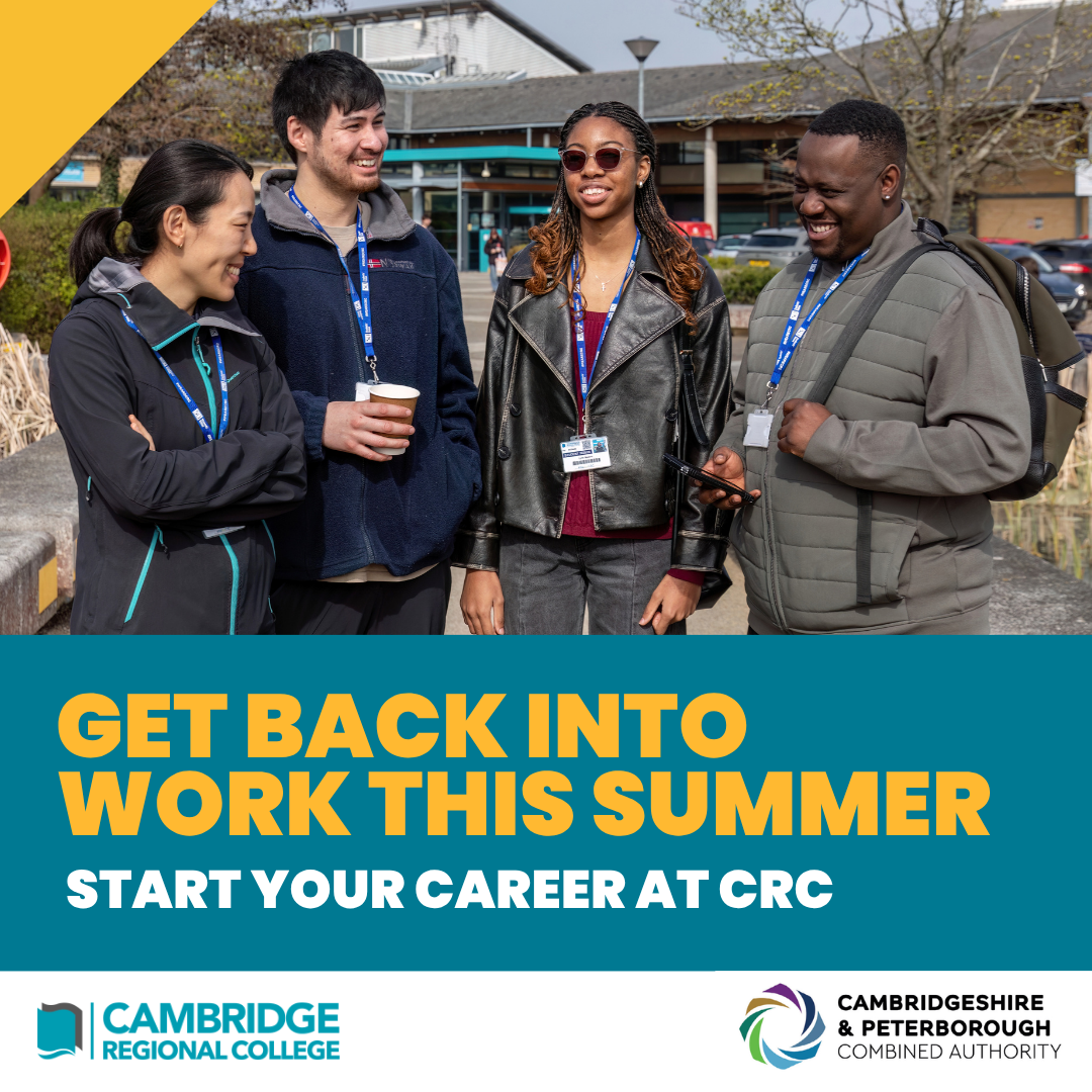 Cambridge Regional College Facebook ad: We know that getting back into work isn't…