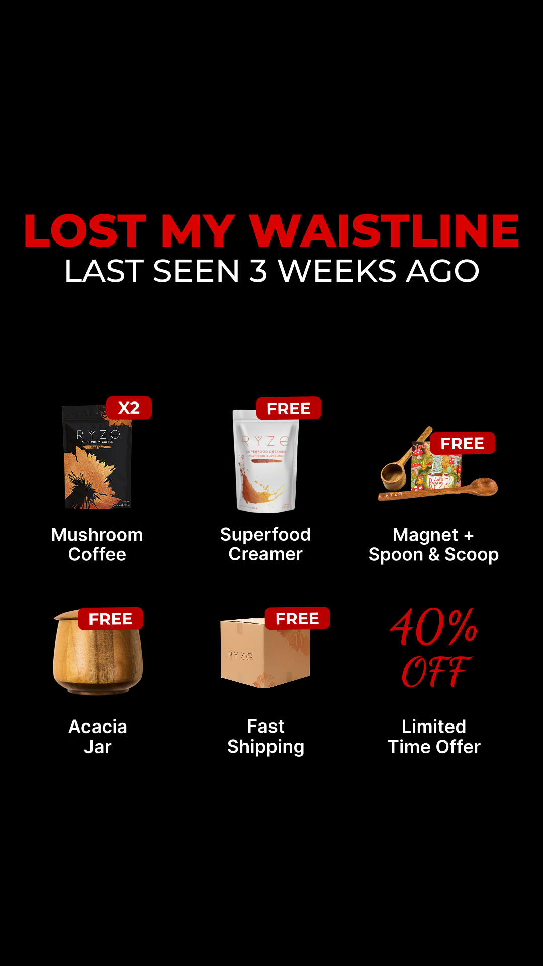 RYZE Superfoods Facebook ad