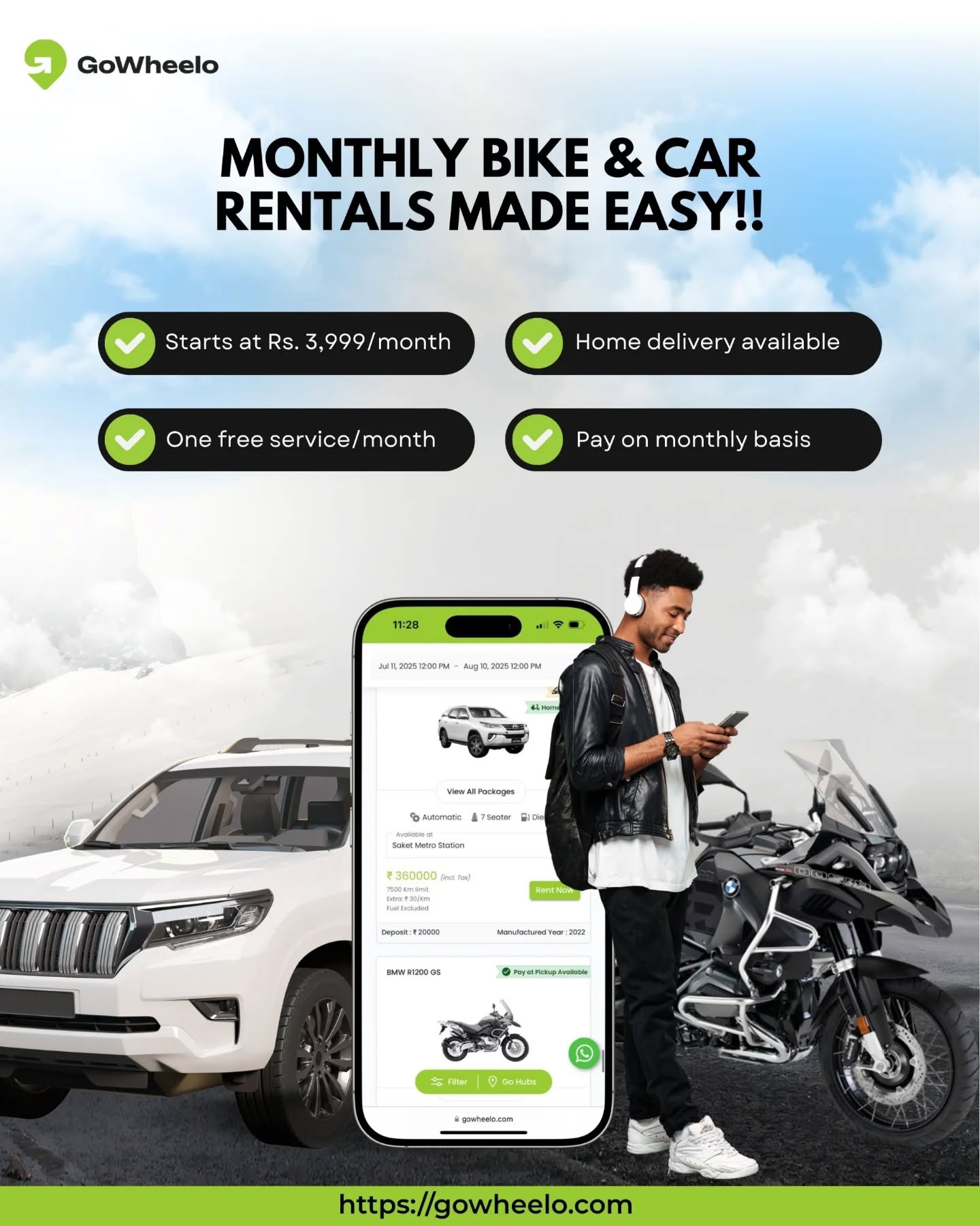 GoWheelo - Bike & Car Rentals Facebook ad