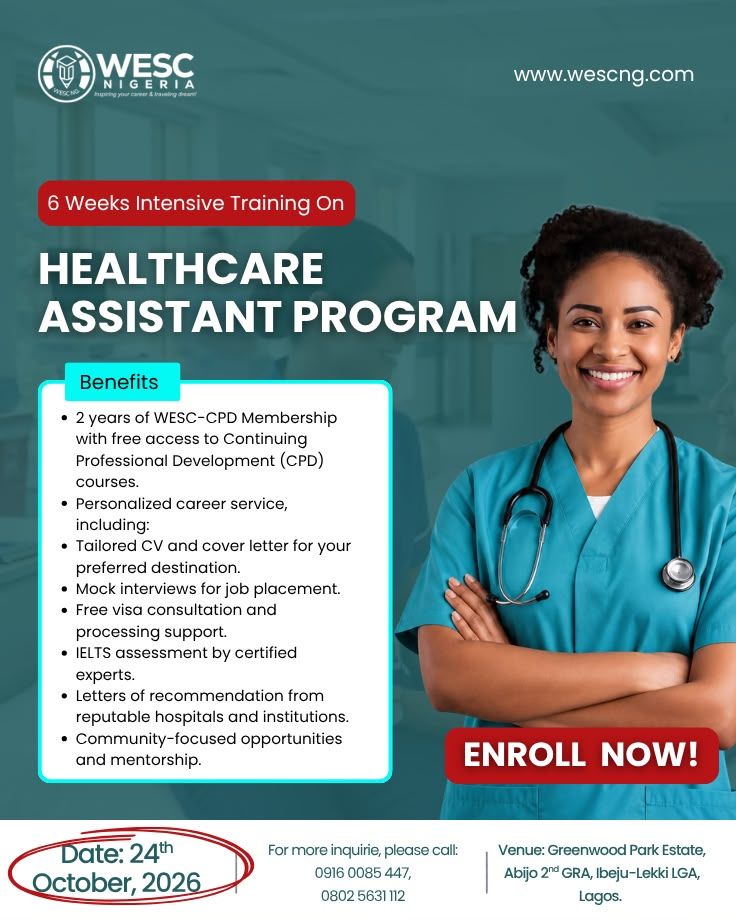 WESC Nigeria Facebook ad: Your healthcare career can start with the right…
