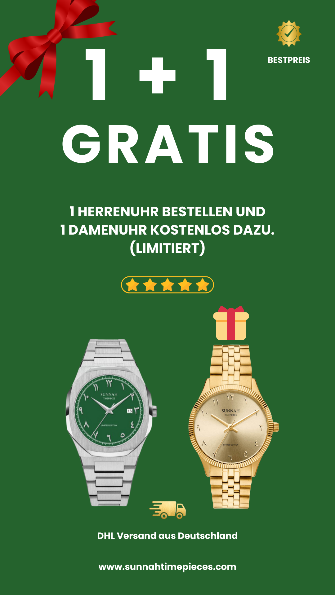 Sunnah Timepieces Facebook ad: AKTION: 1+1 Ramadan Spezial