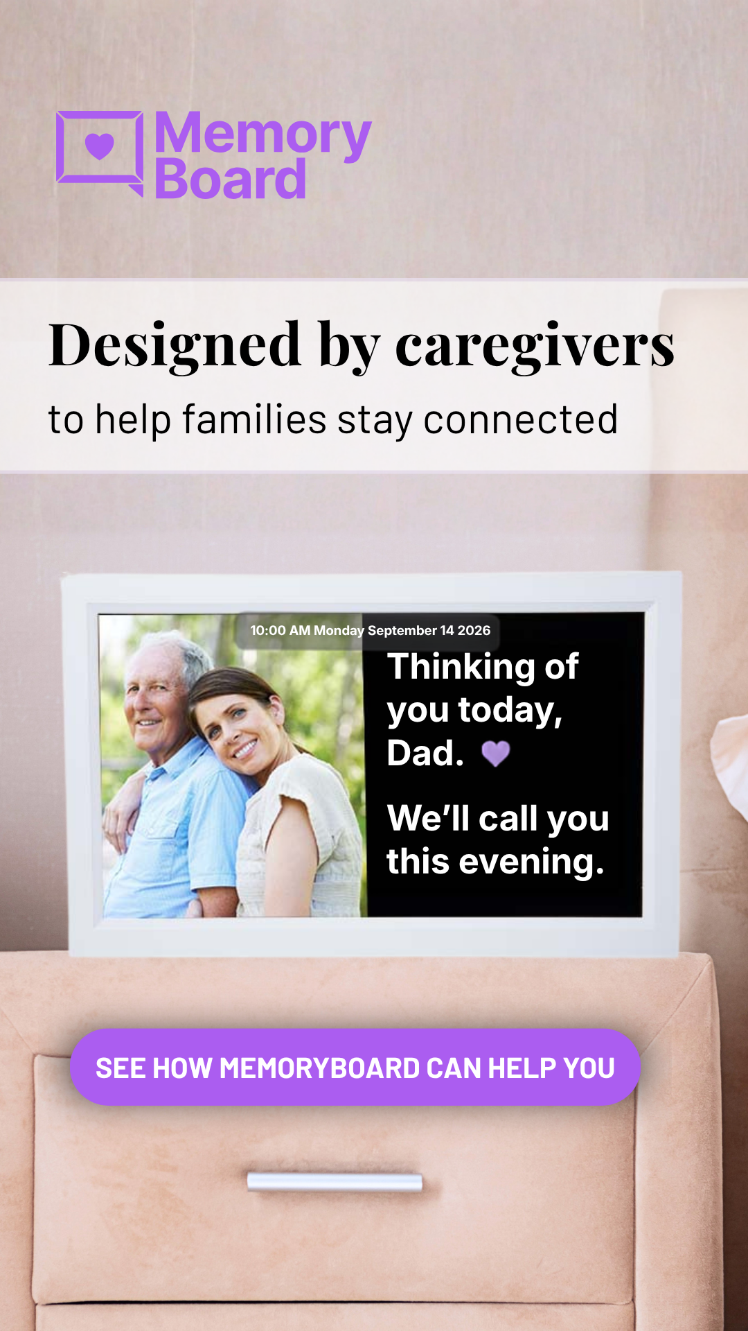 Memoryboard Facebook ad: Designed by Caregivers