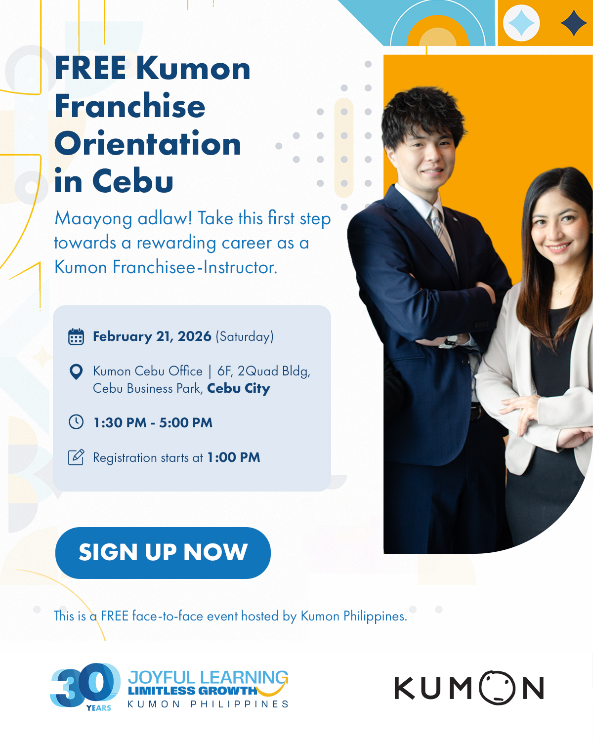 Kumon Philippines Facebook ad: Your journey towards owning a Kumon Center starts…