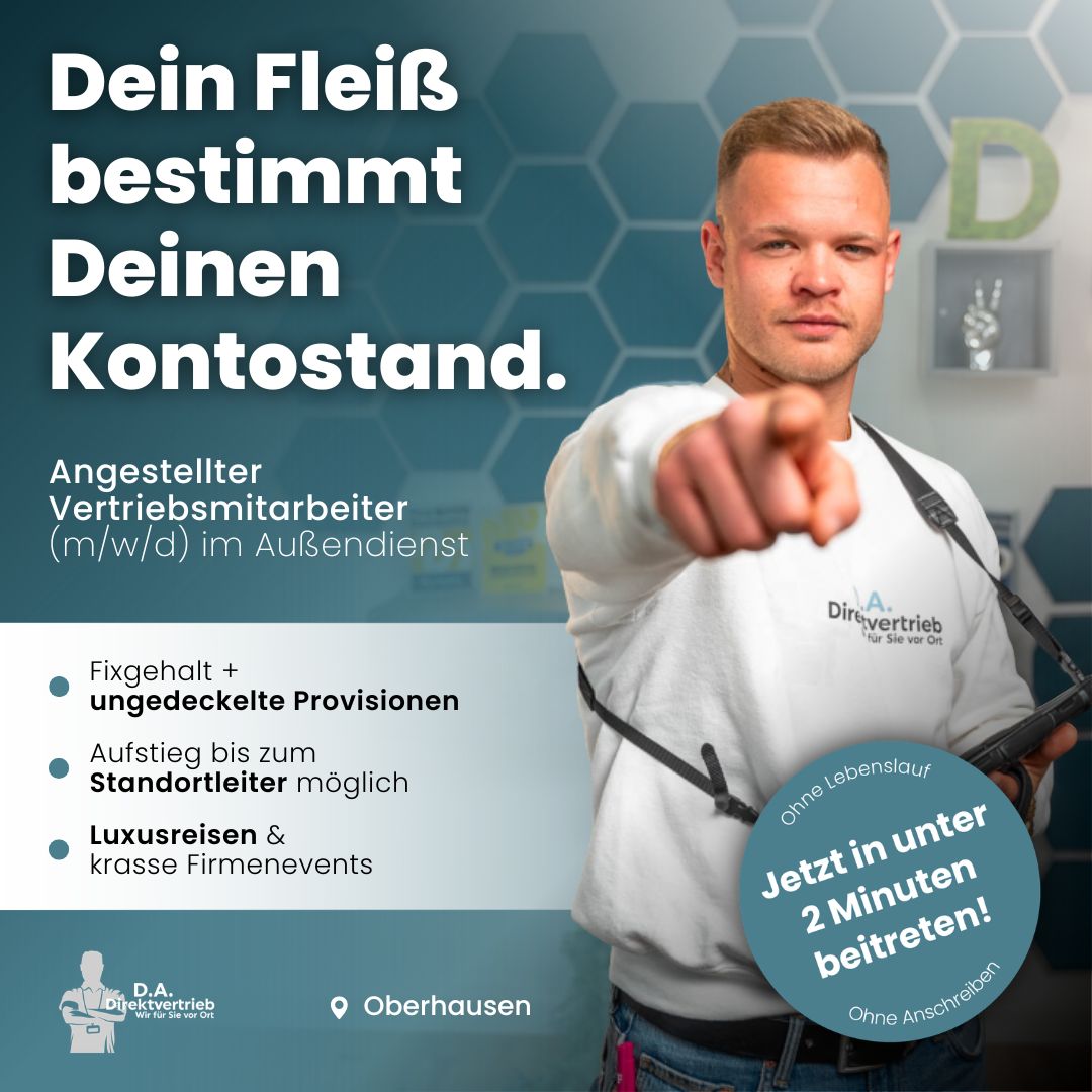 D.A.Direktvertrieb Facebook ad: Dein neuer Job als Vertriebsmitarbeiter (m/w/d) im…