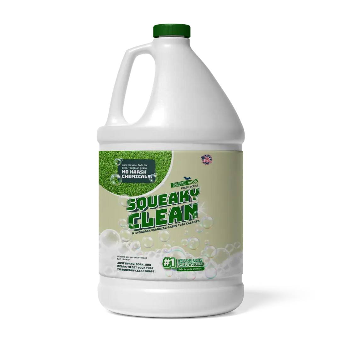Squeaky Clean Turf Cleaner Facebook ad: Our signature pet-safe turf cleaner in a ready-to-use…