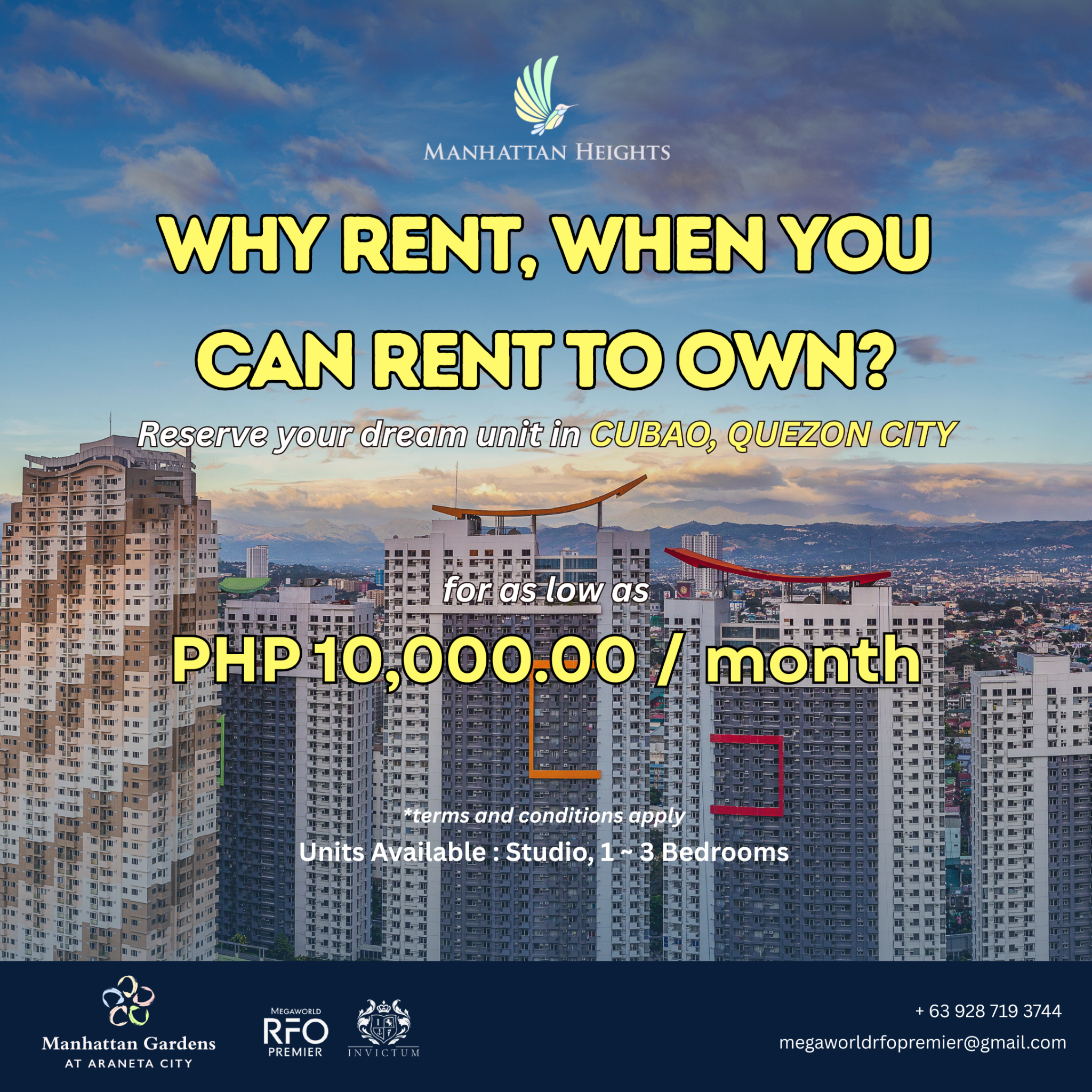 Megaworld RFO Premier - Invictum Facebook ad: THE BEST RENT TO OWN IN CUBAO
