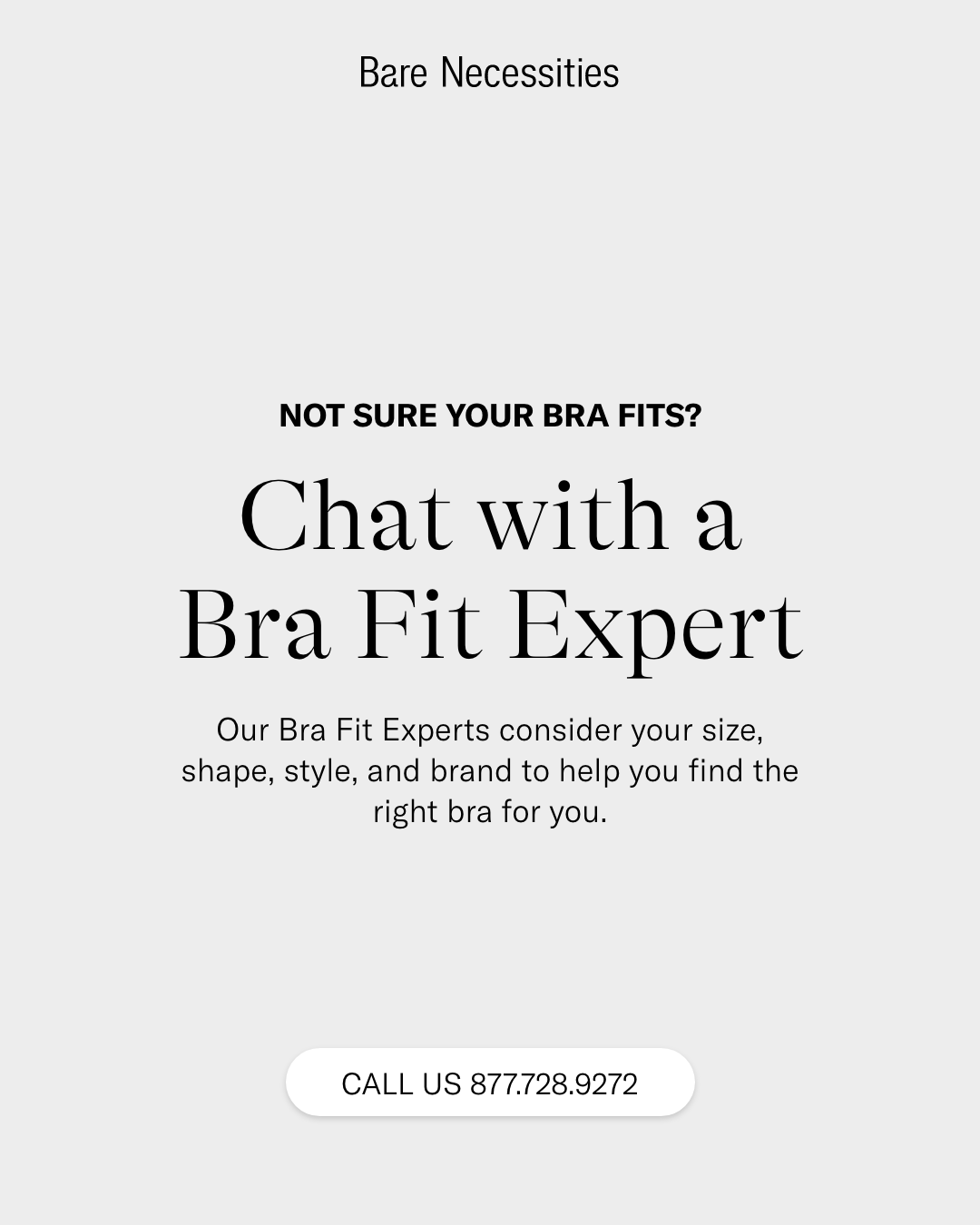 BARE NECESSITIES Facebook ad: Meet Your Bra Fit Expert