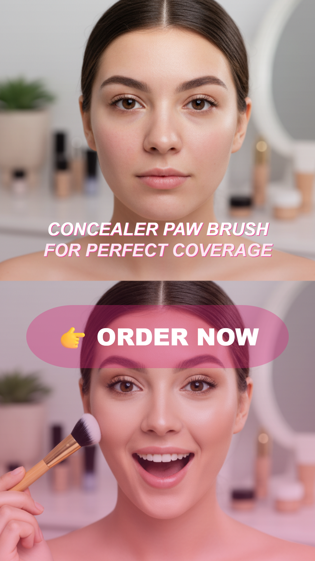 Alina Eremina Facebook ad: Concealer paw brush - angled for seamless application