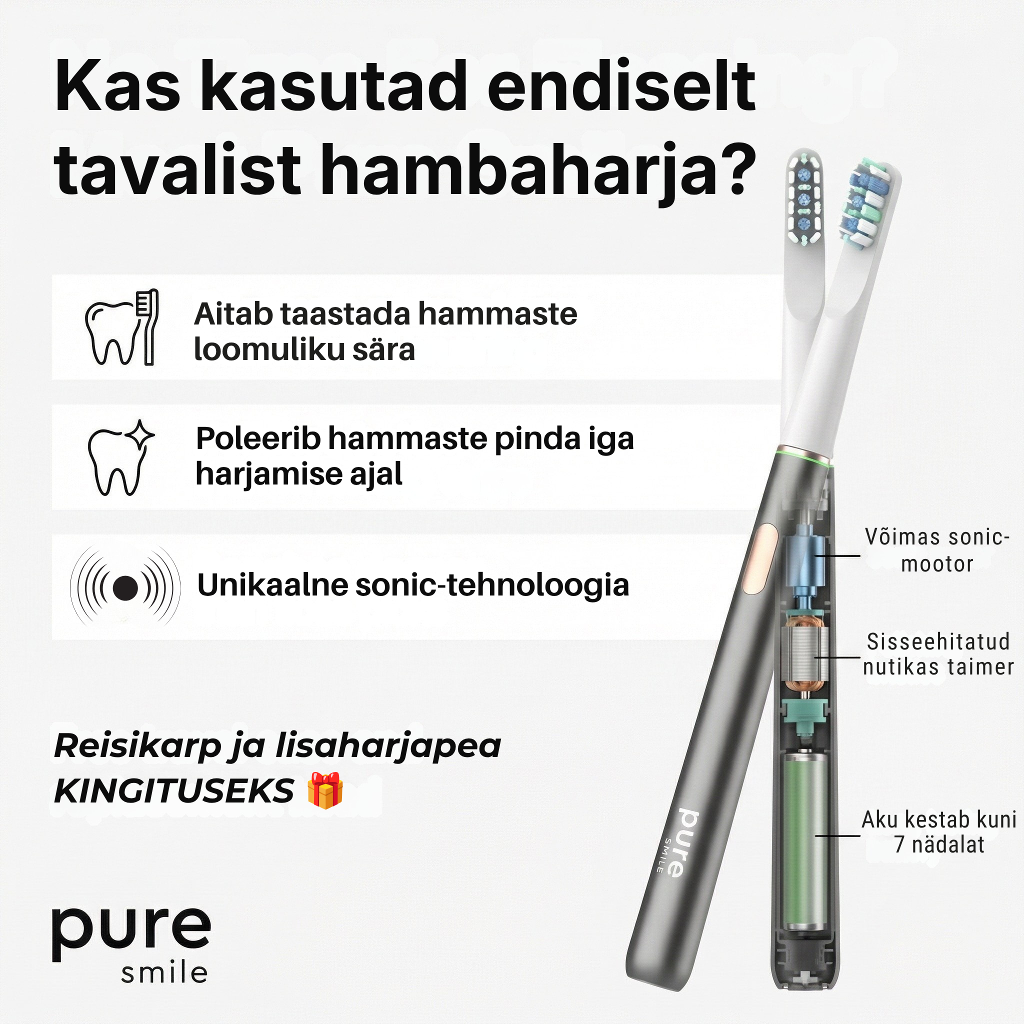 PureSmile Facebook ad: Sa pesed hambaid kaks korda päevas, kasutad hambaniiti…