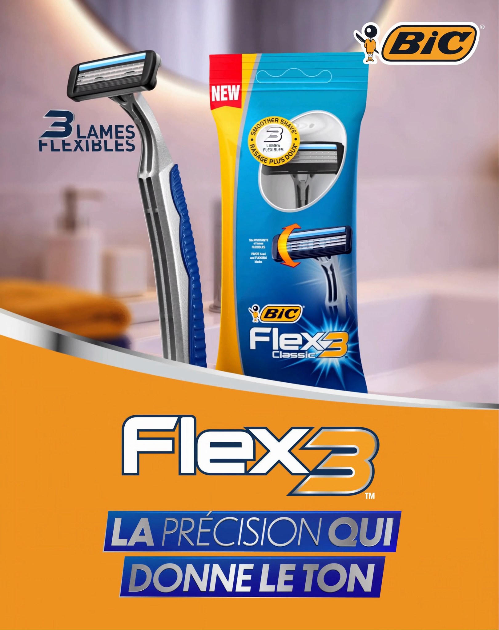 BIC Afrique Facebook ad: 3 lames flexibles qui absorbent la pression, une…