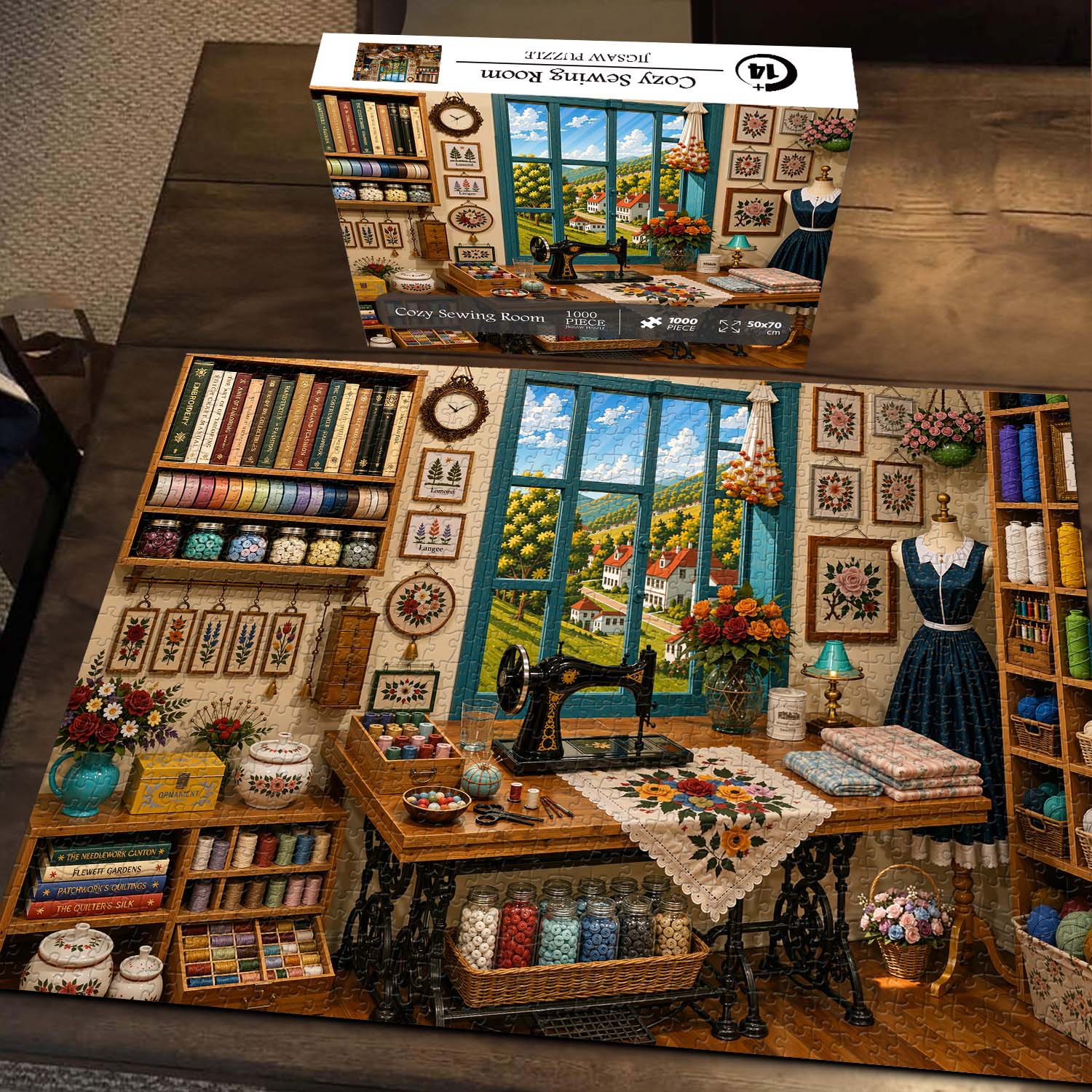 Fun-Puzzle Facebook ad: Cozy Sewing Room Jigsaw Puzzle 1000 Pieces