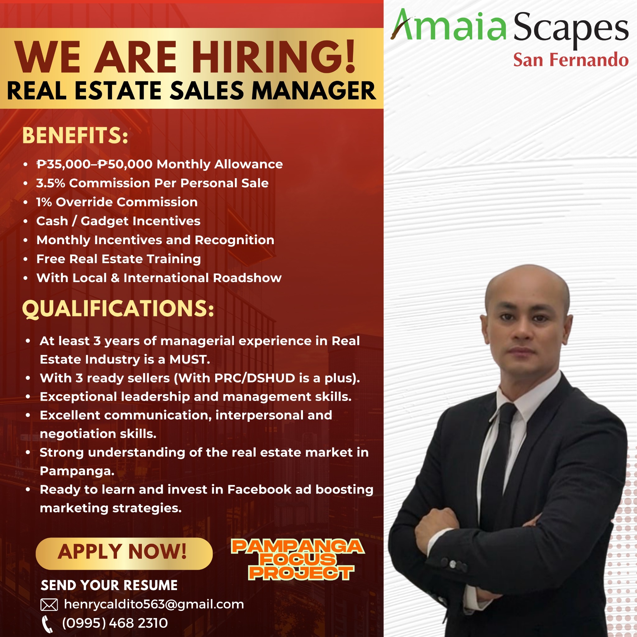 AYALA LAND Properties PH Facebook ad: Hiring REAL ESTATE Sales Managers! Apply Now!