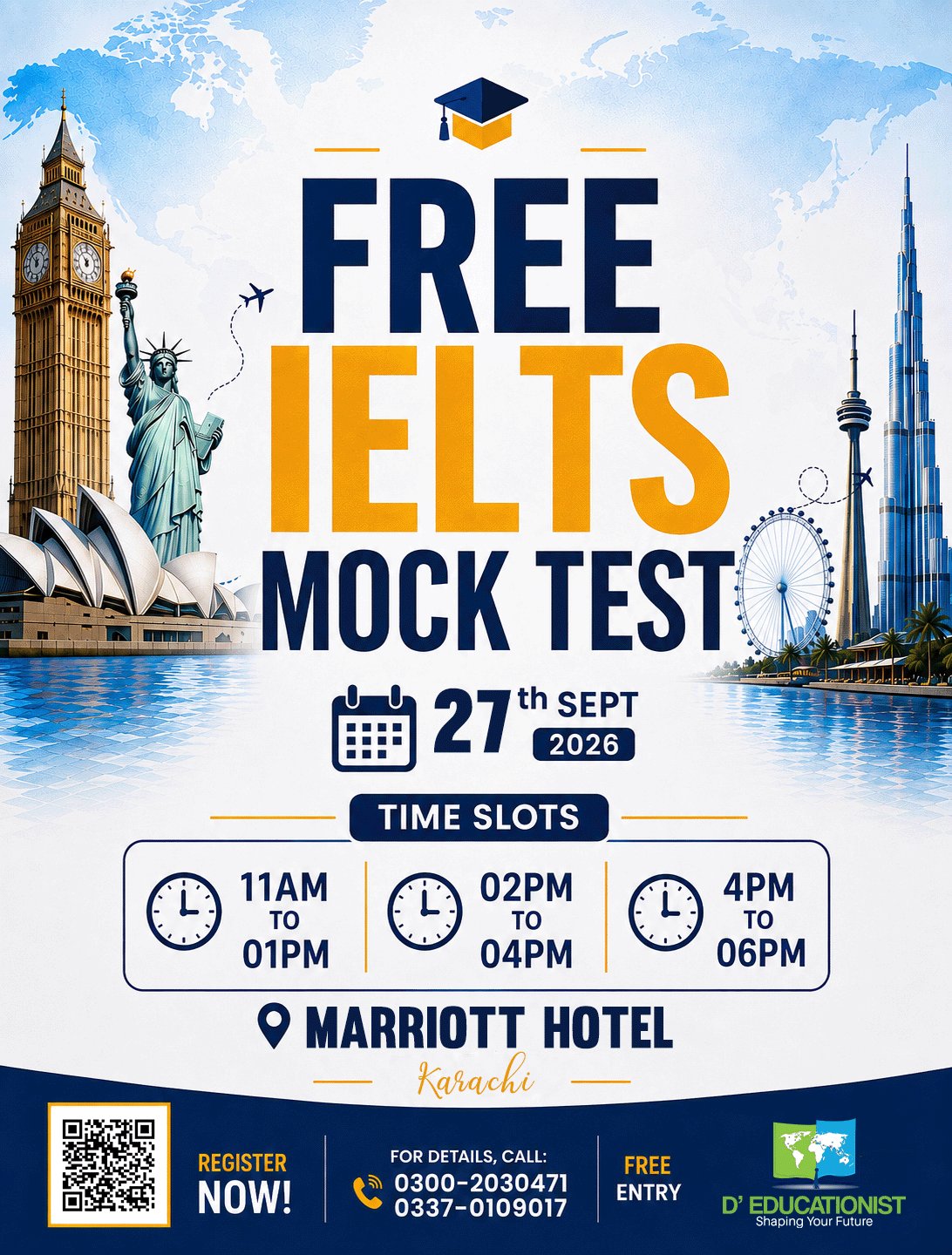 D' Educationist Facebook ad: FREE IELTS Mock Test, Karachi