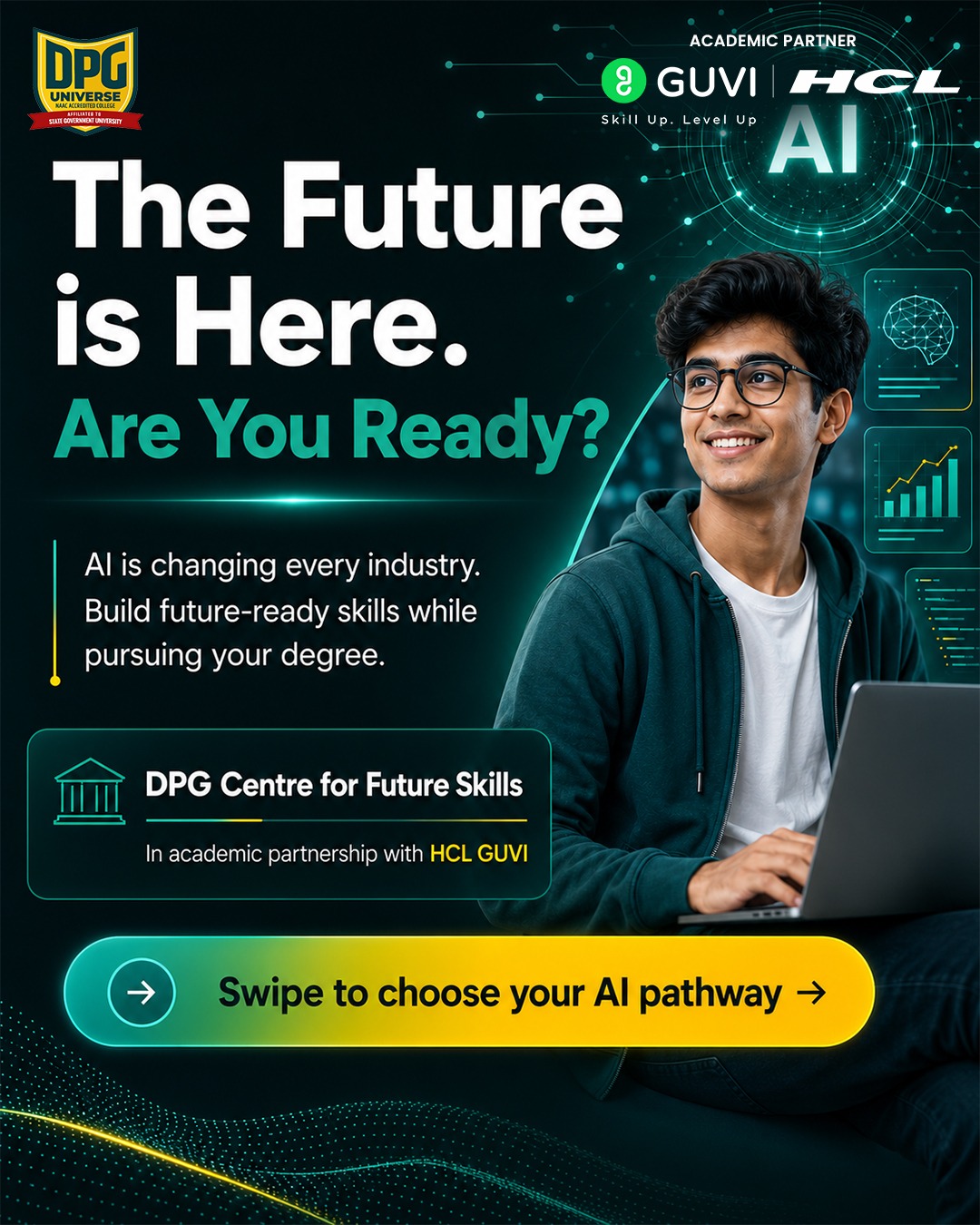 DPG Degree College Facebook ad: The future belongs to those who are ready…