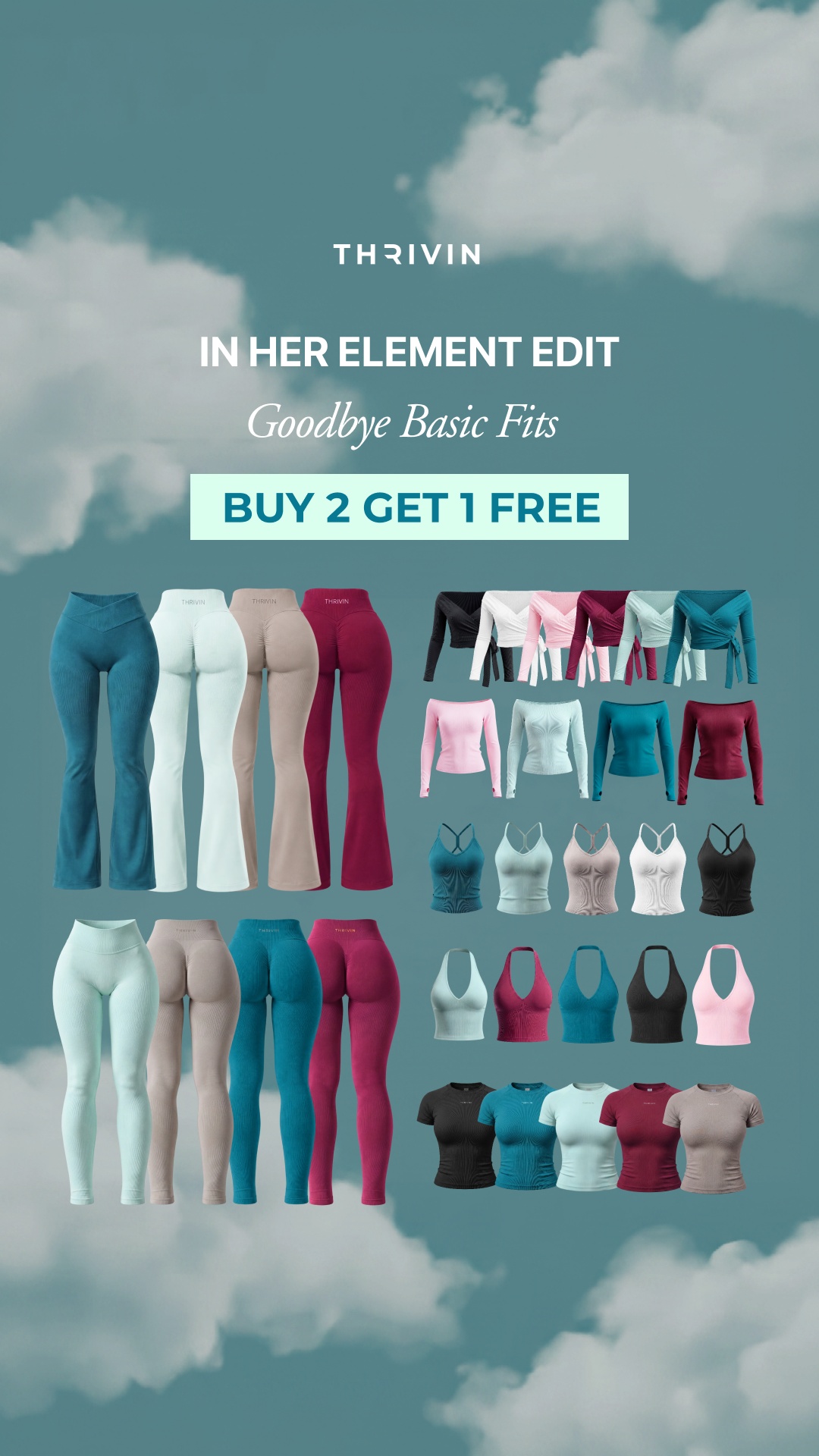Thrivingymwear Facebook ad: Elevate, Now In New Colours