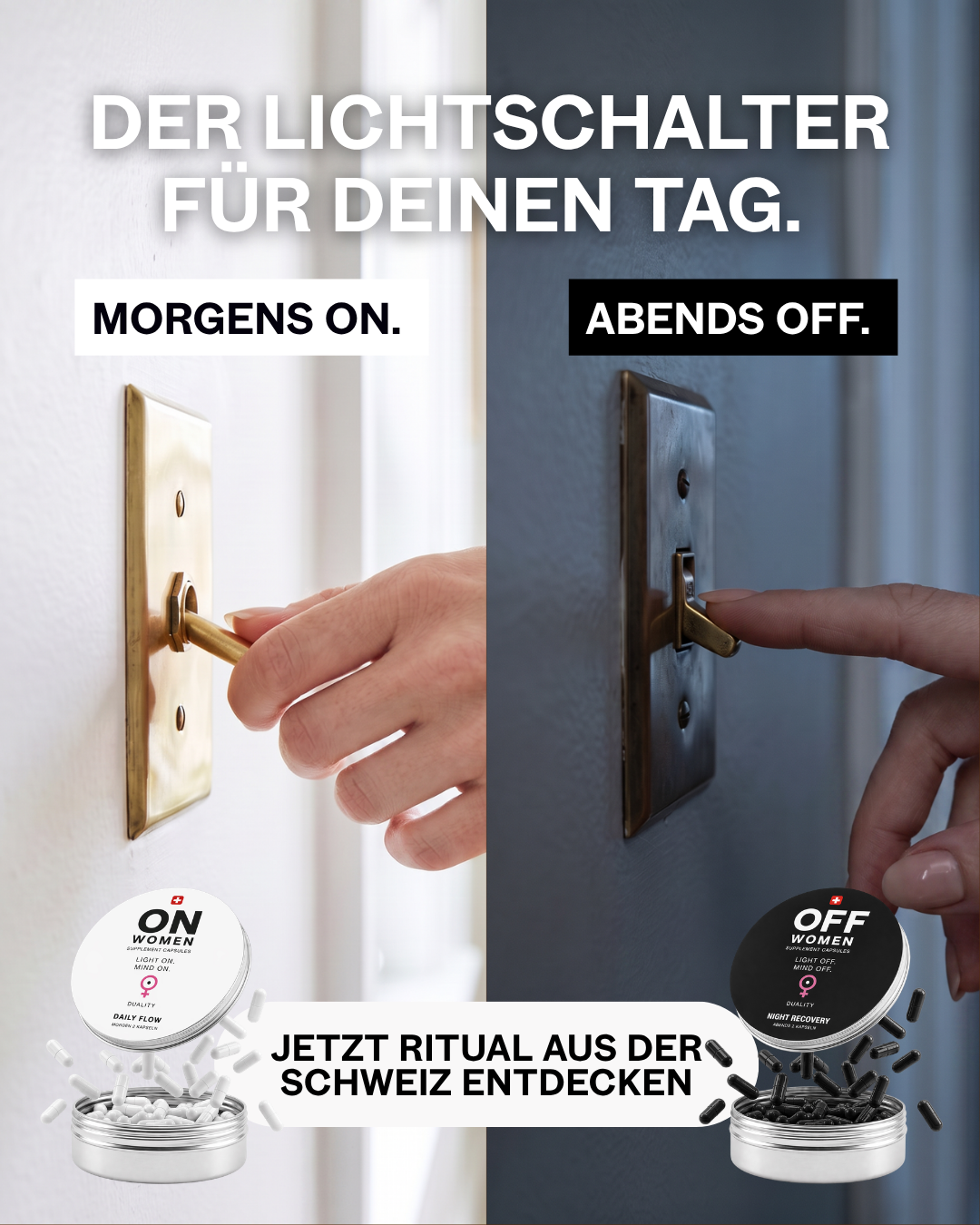 ONOFF Facebook ad: ON. OFF. Dein Rhythmus.