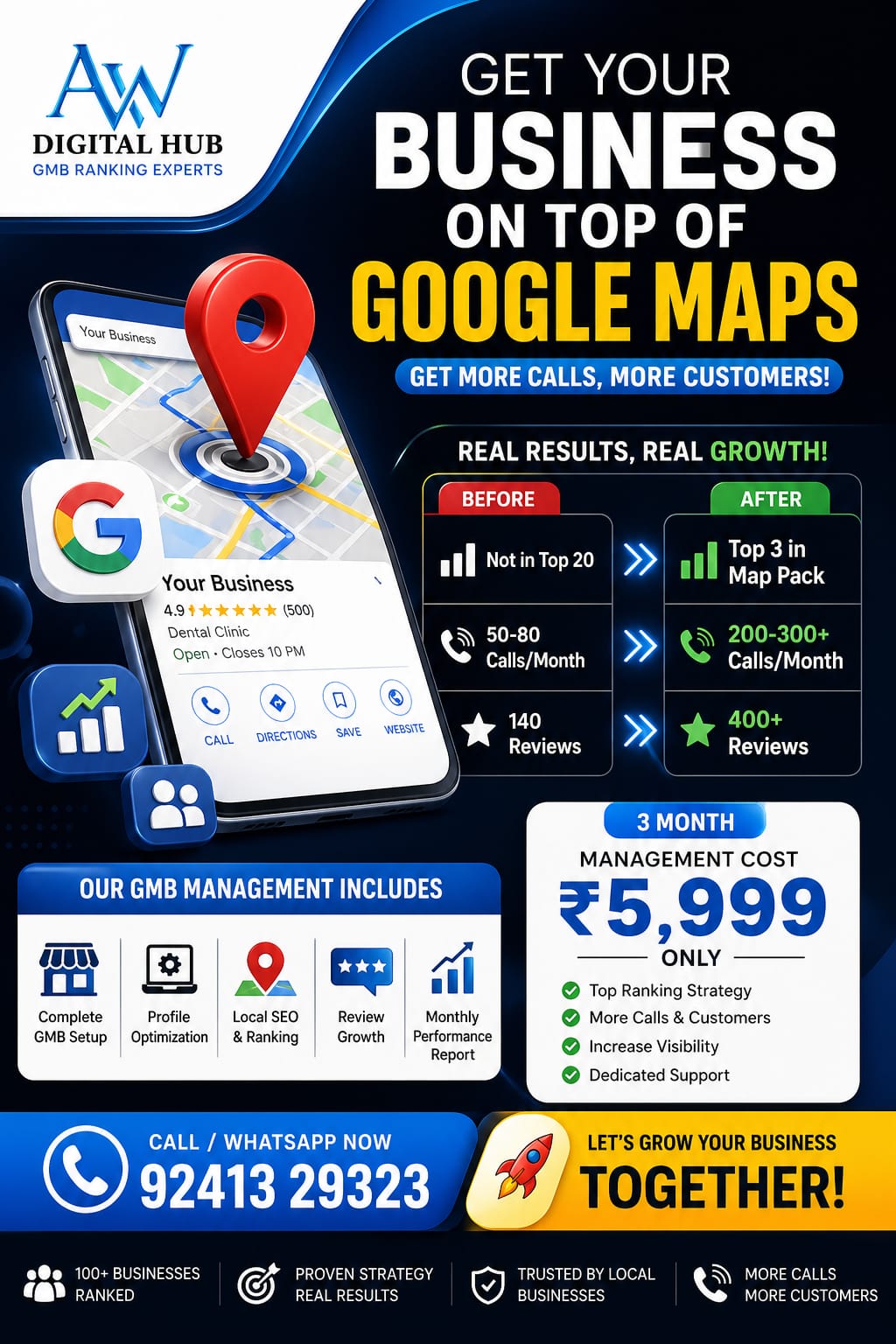 AW Digital Hub Facebook ad: Rank #1 on Google Maps